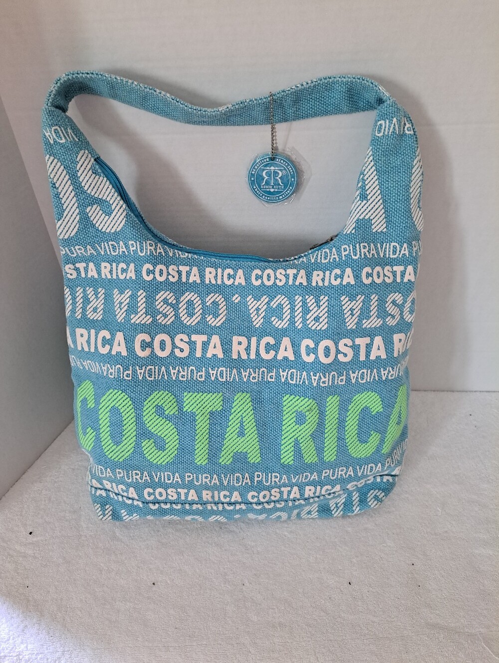 Costa Rica Text Print Robin Ruth Shoulder Bag - Teal & Lime